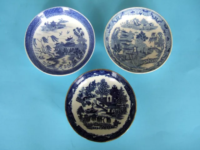 Three Early 19th.Century English Blue Printed Saucers. c.1800-10.