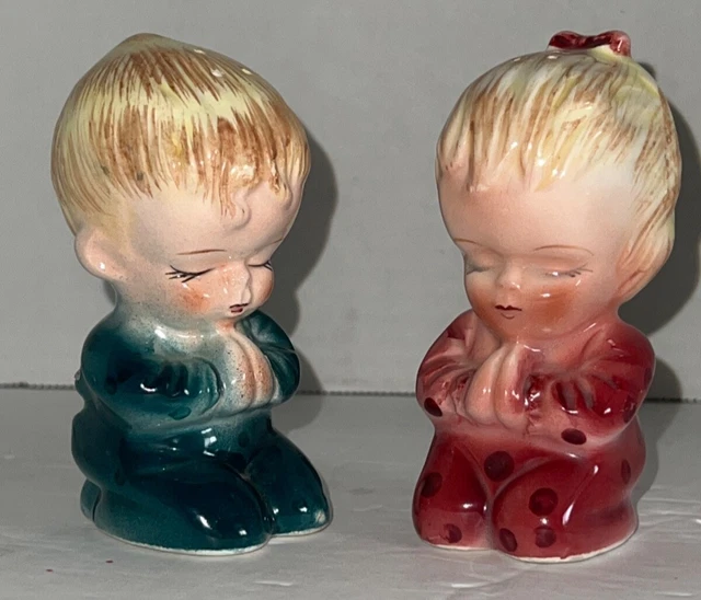 1950’S SALT PEPPER Shakers, Boy and Girl Praying, , Mother’s Day