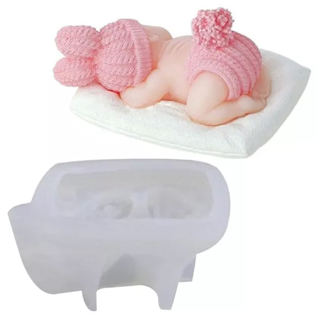 3D Silicone Mold Fondant Cake Decor Tool DIY Sleeping Baby Shower Candy Mould AU