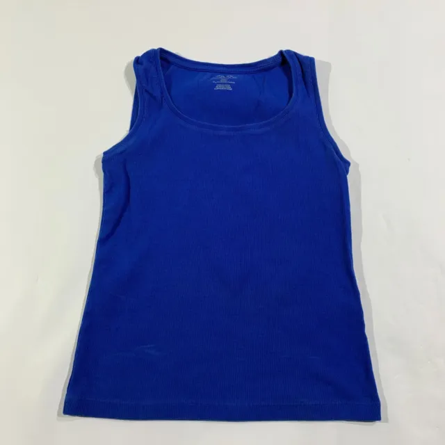 Chicos Tank Top Womens Medium Blue Ultimate Tee Sleeveless Cotton Ribbed Knit