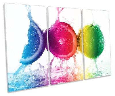 Rainbow Fruit Slices Kitchen Framed TREBLE CANVAS PRINT Wall Art