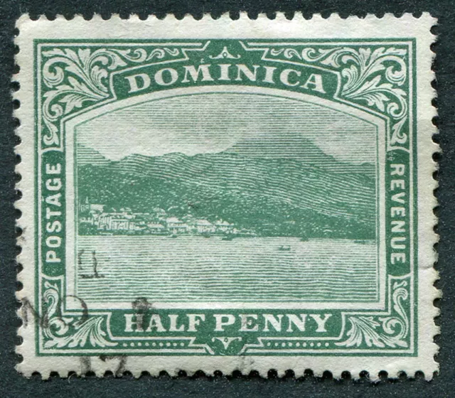 DOMINICA 1908-20 1/2d deep green SG47b mint MH FG Roseau from the Sea #A03