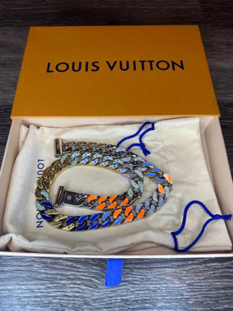 AUTHENTIC LOUIS VUITTON Chain Link Patches Necklace Virgil Rare W
