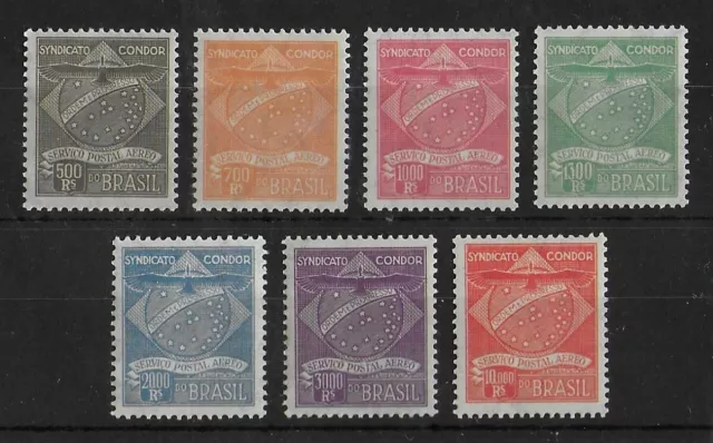 CONDOR BRAZIL 1927 Mint NH Airmail Complete Set of 7 Stamps Michel #C1-C7 VF