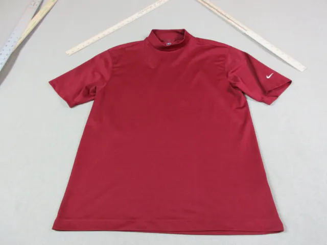 Nike Shirt Mens Large Red Short Sleeve Turtle Mock Neck Golf Fitdry Drifit Solid