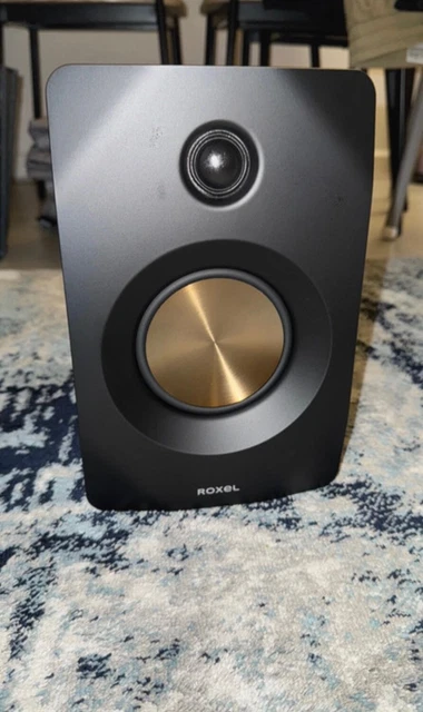 Roxel Onyx Active Bookshelf Speakers, 100 Watt RMS Power, Wireless BT 5.0 Streaming, HDMI ARC, 3-Metre Speaker Cable, Dynamic Sound For Movies, Music, Office, Home Theatre (Black