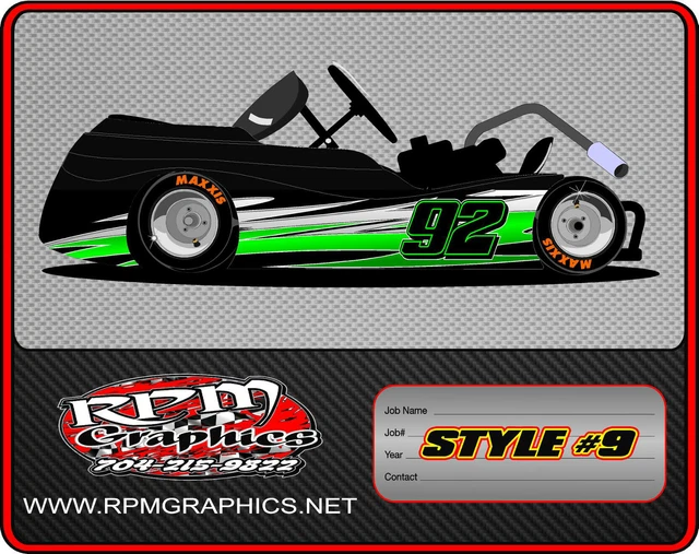 RACING GO KART WRAP WITH FRONT AND REAR NUMBERS, graphics, Wraps