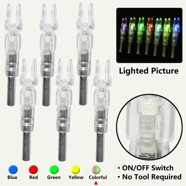 6Pcs 6.2mm Automatically Lighted Led Arrow Nocks For Archery Hunting Shooting