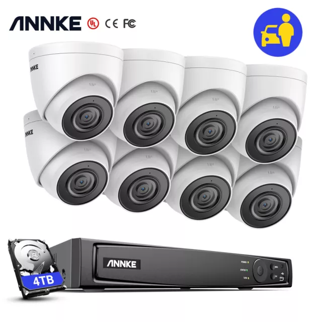 ANNKE 5MP POE AI Überwachungskamera Set 4MM Lens 8CH NVR Mit Audio Nachtsicht