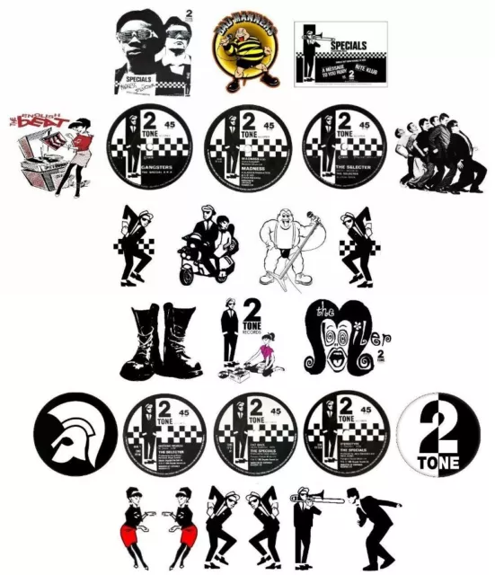 x26 Ska Vinyl Stickers retro skinhead laptop specials 2 Tone madness 1980s mods