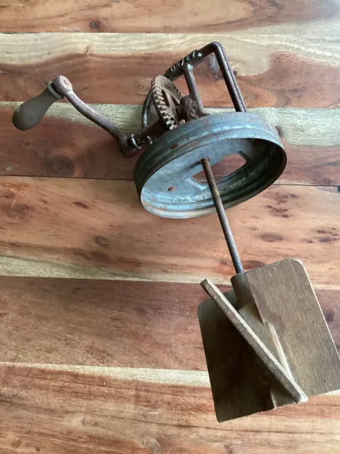Antique Primitive Dazey Butter Churn Top ONLY ~ Model 34B Wood Paddles Crank Lid