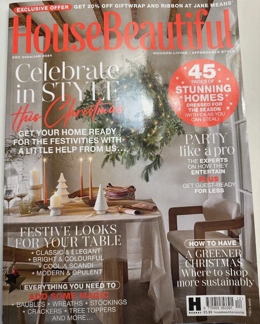 HOUSE BEAUTIFUL MAGAZINE Dec 2023/Jan 2024 Edition 6.39 PicClick