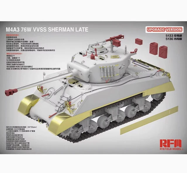 RYEFIELD RM5133 1/35 M4A3 76W VVSS SHERMAN LATE Deluxe Edition $101.35 ...