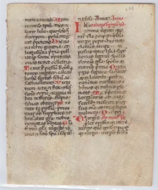 RARE ILLUMINATED Medieval BREVIARY Book Hours MANUSCRIPT Vellum LEAF Lucca 1464
