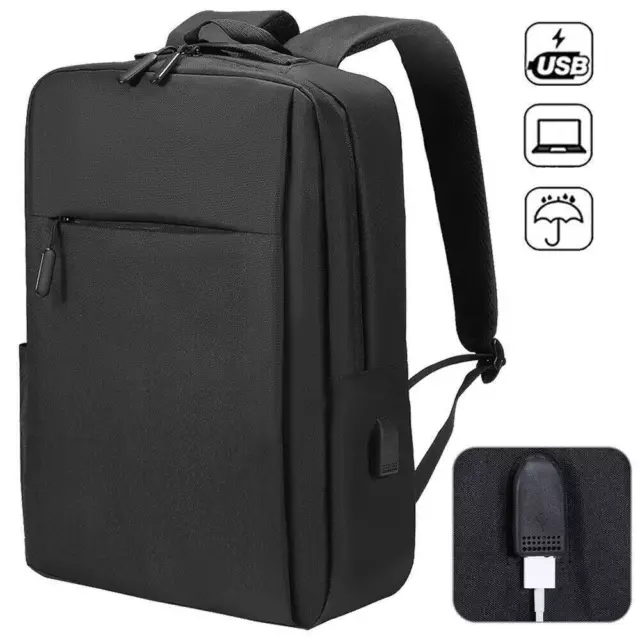 15.6" Laptop Backpack Waterproof USB Rucksack Slim Business Travel School Bag