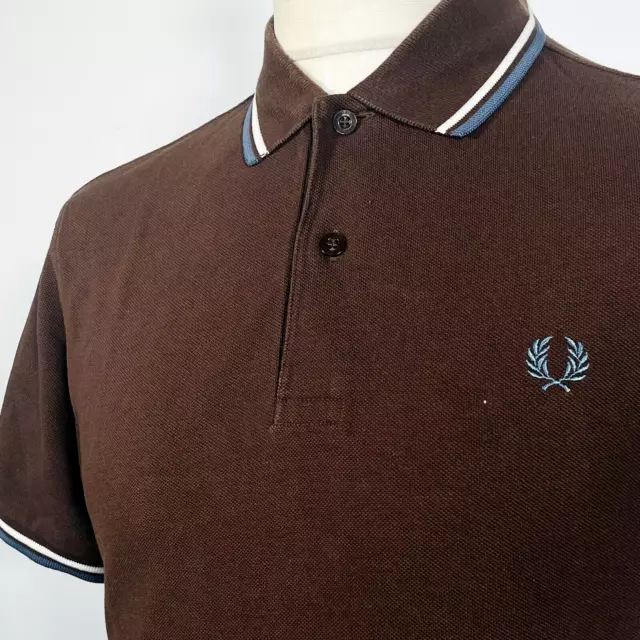 Polo Fred Perry Marrone/Bianco/Smalto M1200 (M) Scooter Mod Casual Vintage Retro