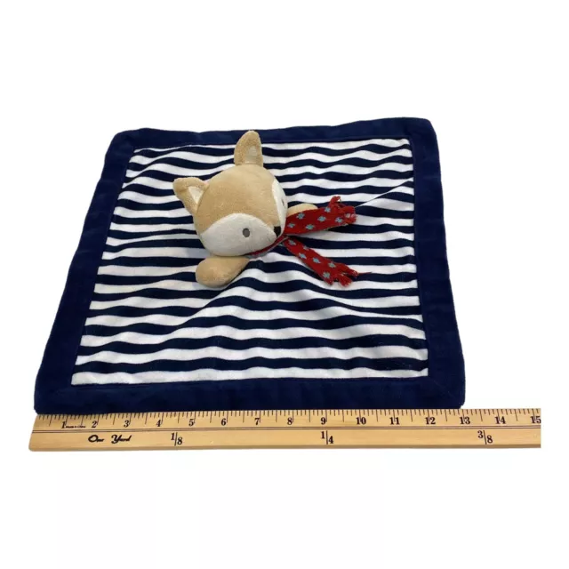 Levtex Baby Lovey Security Blanket Plush Fox Red Scarf Navy Blue White Stripes 3