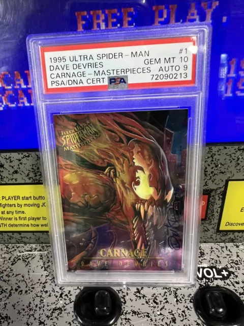 1995 Ultra Spider-Man Carnage Masterpieces PSA 10 GEM MT Auto 9 Dave DeVries