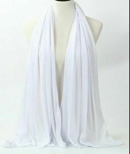 Large PGood Quality Chiffon Scarf Shawl Wrap Hijab Stretchy Big lain Lycra White