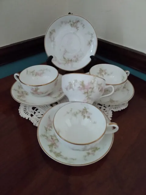 4 Early Theodore Haviland Limoges France Coffee Tea Cups Saucers Schleiger 1043