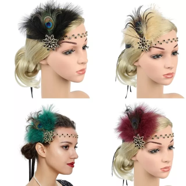 Vintage 20s Flapper Headband Cosplay Costume Hairband for 1920s Cocktail Party