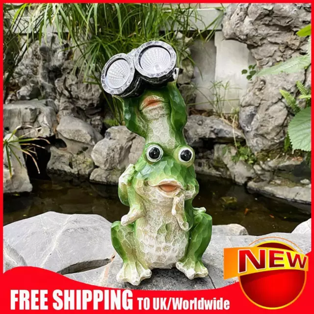 Garden Frog Telescope Solar Light Waterproof Figurine LED Lamp Garden Decor