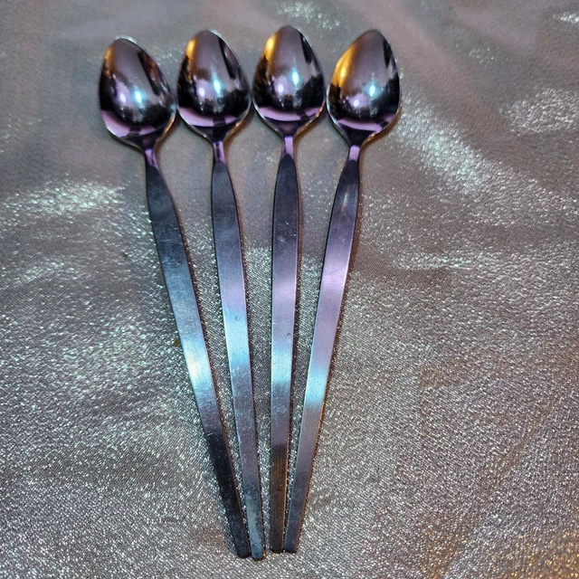Set Of (4) Oneida Community Betty Crocker Satinique Older 7 1/2" Iced Tea Spoons