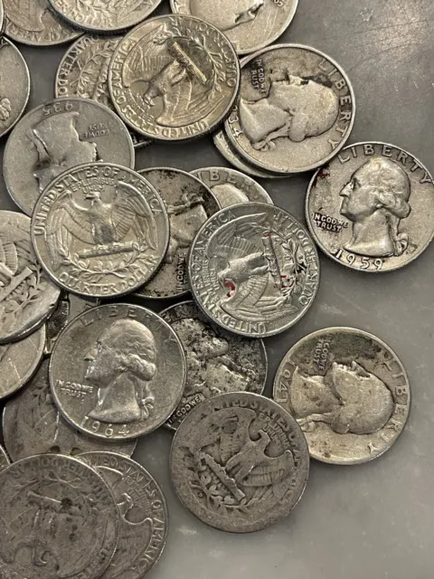 Washington Quarter Full Roll - LOW GRADE - 40 Coins - 90% Silver