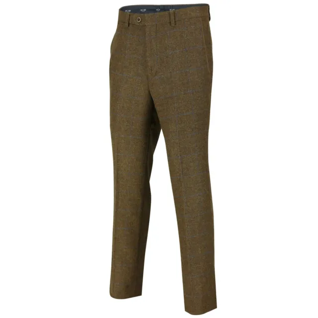 VITORI - Mens Tweed Check Trousers Retro Herringbone Tailored Fit Suit Pants