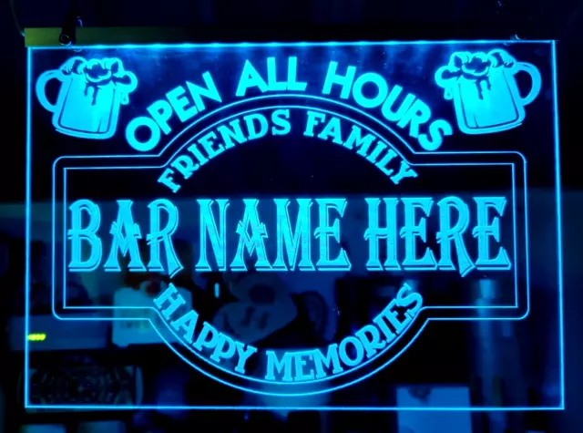 Mancave Light Up Bar Sign LED personalised with bar name 7 colours 3 flashing