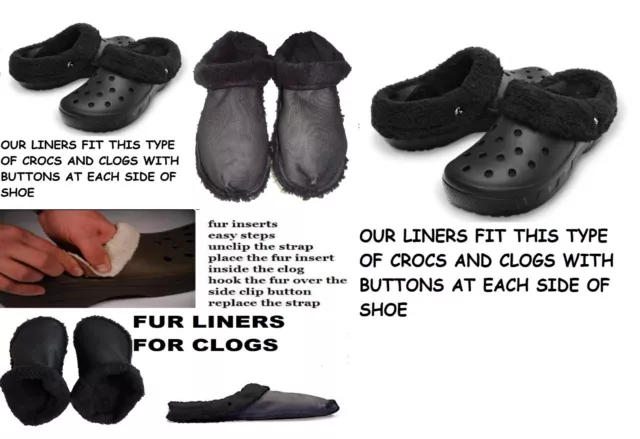 Scarpe Crocs solette di ricambio fodere pelliccia inserti interni zoccoli pelosi x 2 PAIA