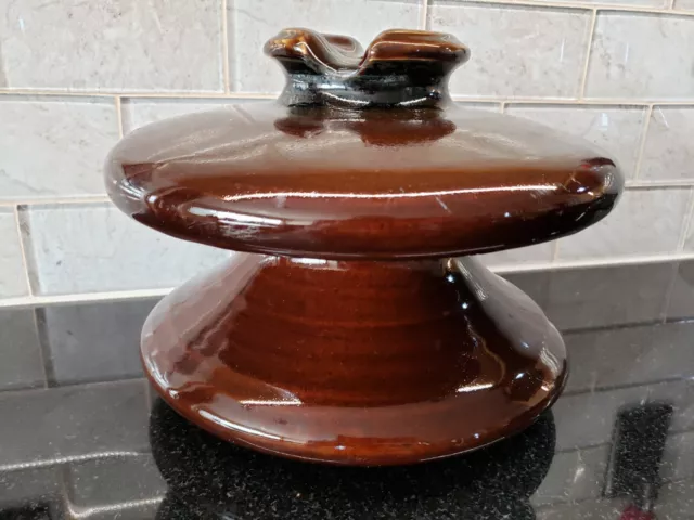 Vtg Westinghouse Porcelain Utility Pole Insulator Large Brown Mushroom Shaped MT