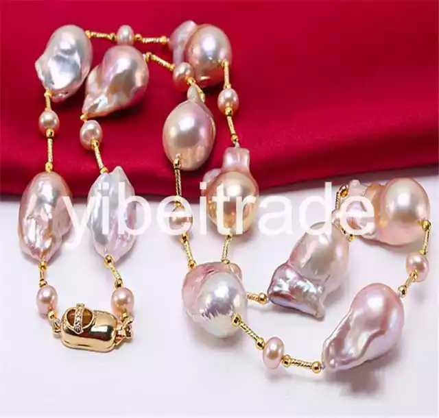 Baroque Freshwater Cultured Pearl Necklace Party Jewery for Women Gift AAA 25