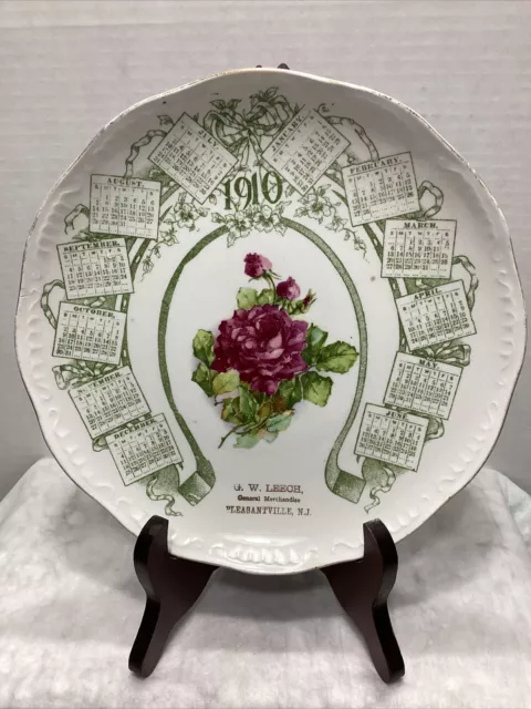 1920 G. W. Leech General Merchandise Calendar Plate Pleasantville,  N. J.