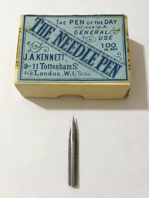 1x VINTAGE DIP PEN NIB-J.A.KENNETT THE NEEDLE PEN-FINE POINT-LONDON-NOS.