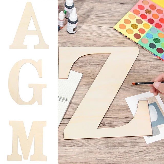 Blank Paintable Wooden Letter Unfinished Alphabet Wall Door Ornaments Home Decor