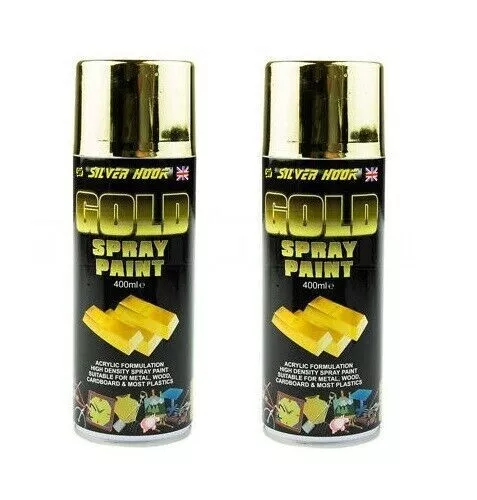 2 x Silverhook 18k GOLD Effect Spray Paint Universal High Density Acrylic 400ml