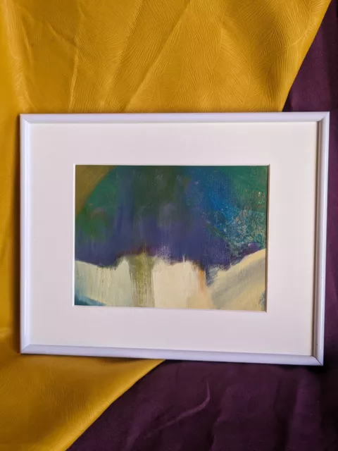 Peinture Originale Abstraite Bleue Et Violet Huile Sur Toile Avec Encadrement
