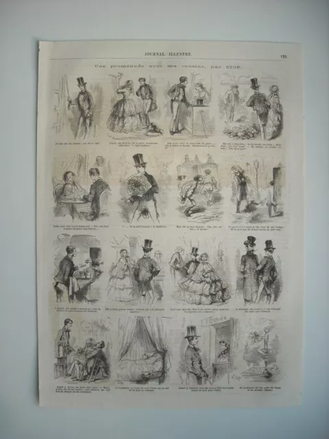 Caricatures 1864. Une Promenade Avec Ma Cousine. Par Stop.