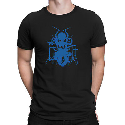 Mens ORGANIC T-Shirt Funny OCTOPUS DRUMMER Drum Drumming Music Instrument Sticks