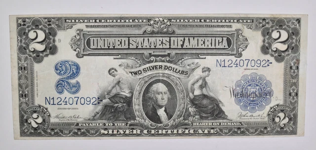 1899 $2 United States Silver Certificate Large Note Horse Blanket *5451