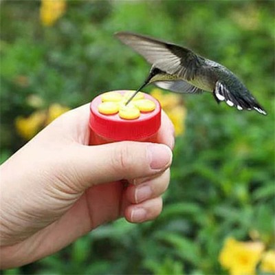 Extérieur Colibri Mangeoire Oiseau Portable Mini Plastique Rouge Jaune 