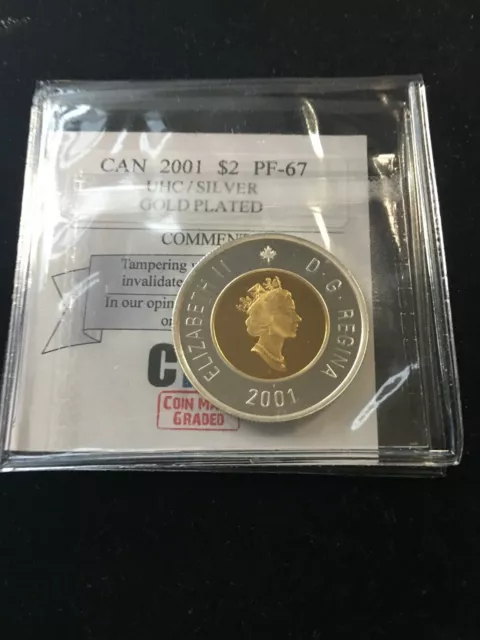 2001  Coin Mart Graded Canadian Toonie, Two Dollar PF-67 UHC Silver GP