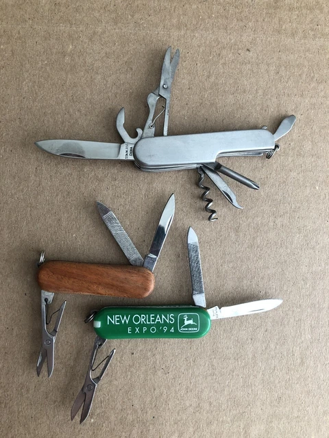 John Deere Advertisement Knives Lot Of 3. New Orleans 1994, San Antonio 1997 Etc