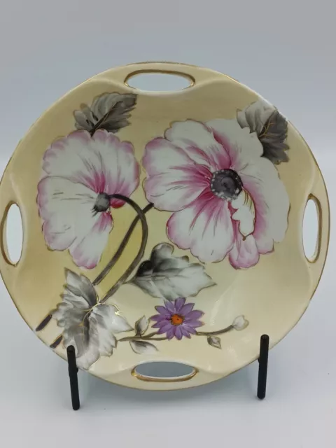Noritake Japan Hand Painted 7" Candy, Trinket, Nut Dish ~ Floral Design W/ Gold