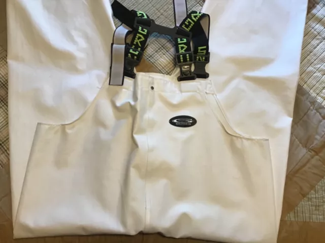 Baberos de pesca Grundens para hombre, blancos, talla pequeña, excelente en excelente estado