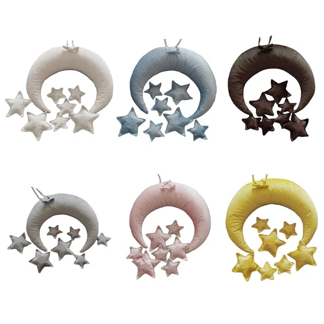 9 piezas/juego de accesorios de fotografía para recién nacidos almohada de media luna + Kit de estrellas