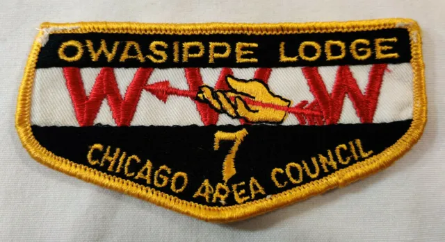 1960s BSA OA OWASIPPE LODGE #7 AREA WWW FLAP PATCH Boys Scouts