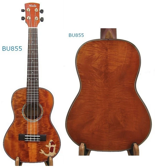 Alulu Solid Curly PQ Acacia Koa Tenor ukulele, fish wood Marquetry, BU855