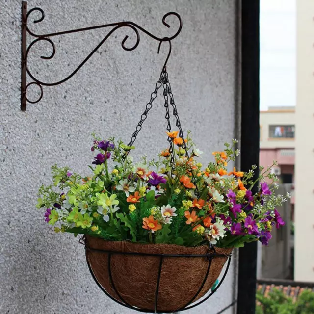 fr Balcony Plant Flower Pot Wrought Iron Hooks Holder Wall-Mounted Hanging Baske